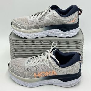 Hoka One One Bondi 7 Blue Grey Running Shoes Size 10 WIDE NO INSOLES